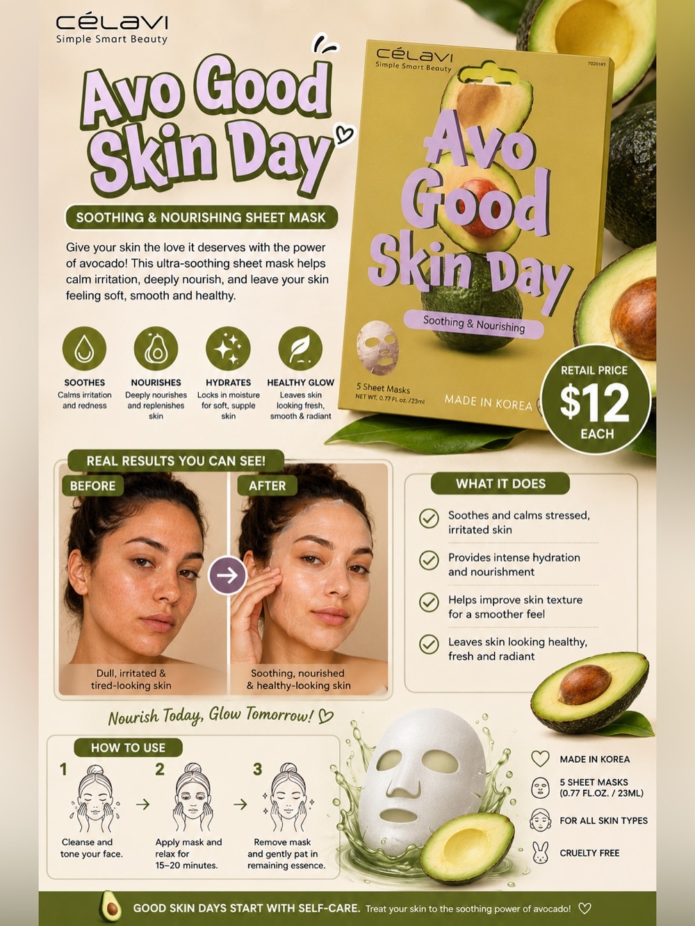 Avo Good Skin Day Soothing & Nourishing Sheet Mask (Avocado) (5)